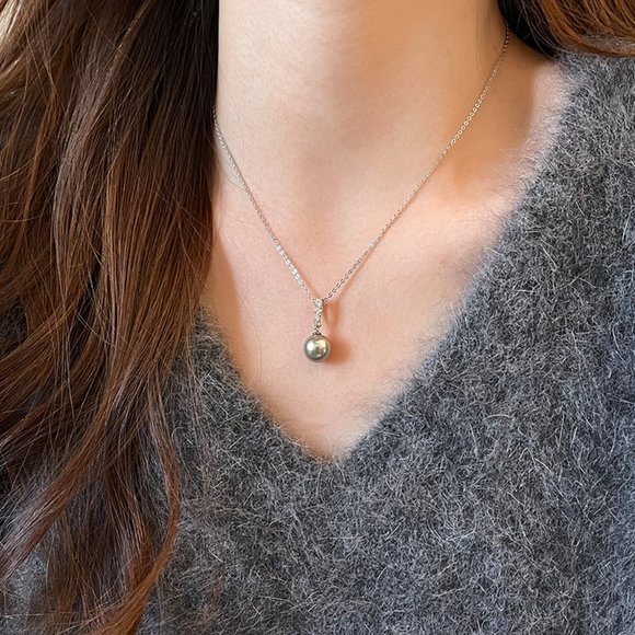 GOLICC Simple Grey Pearl Necklace - Picture 8 of 10